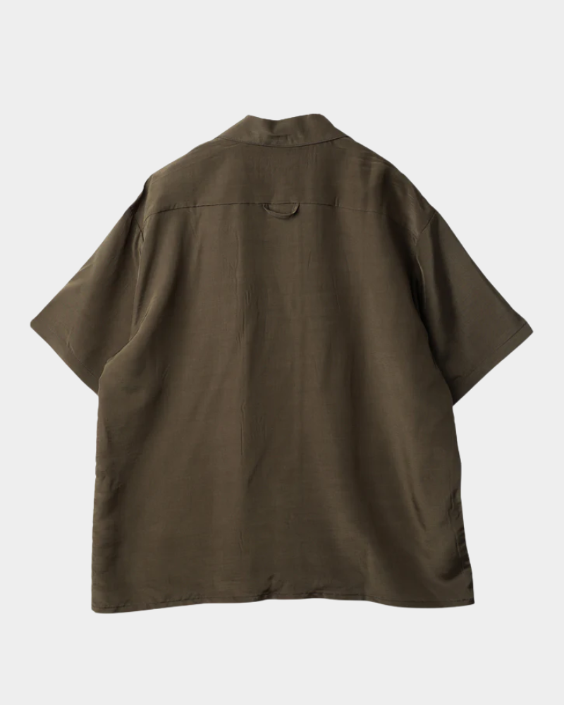 JieDa - RAYON WOOL OPEN COLLAR SHIRT S/S / 2COLORS