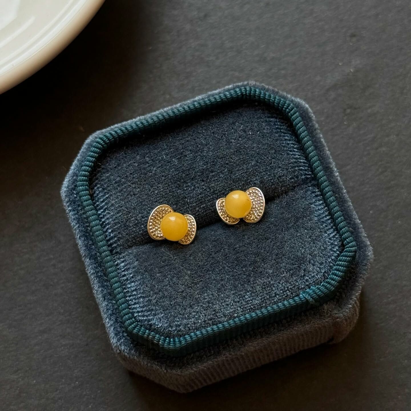 [原石] 蜜蠟 925銀耳環