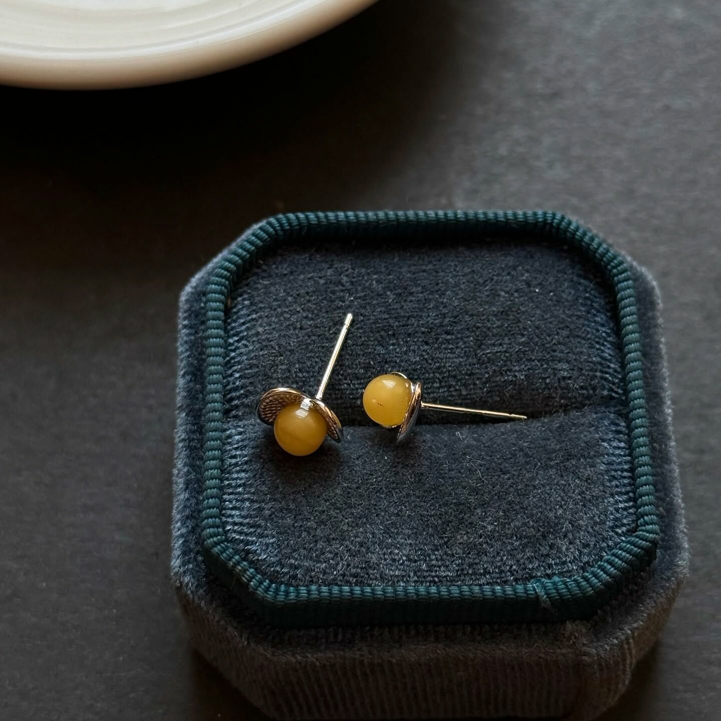 [原石] 蜜蠟 925銀耳環