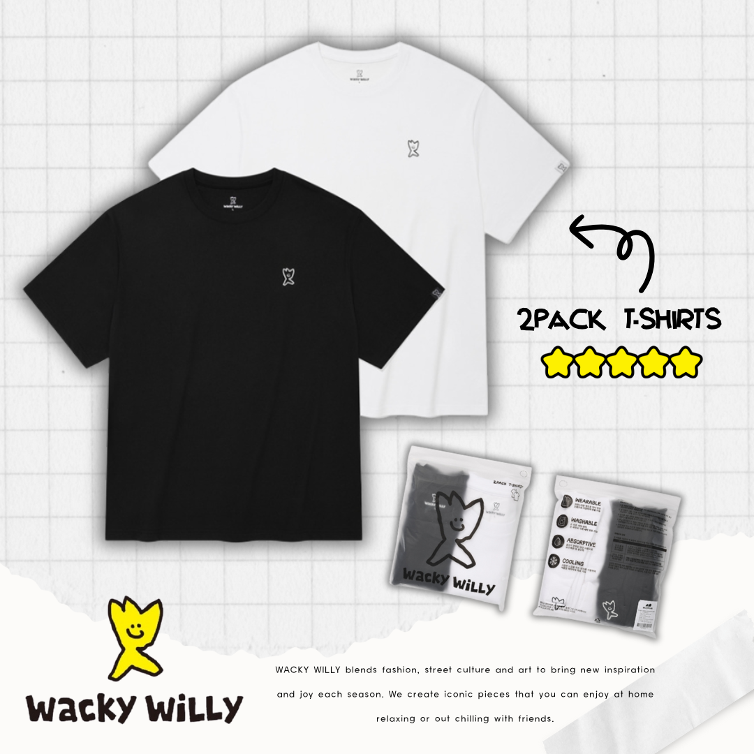 25SS] 2PACK T-SHIRTS WACKY WILLY 兩件組短T 黑/白