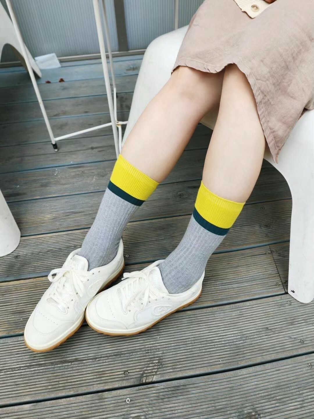 四季款百搭拼色中筒襪(特價)