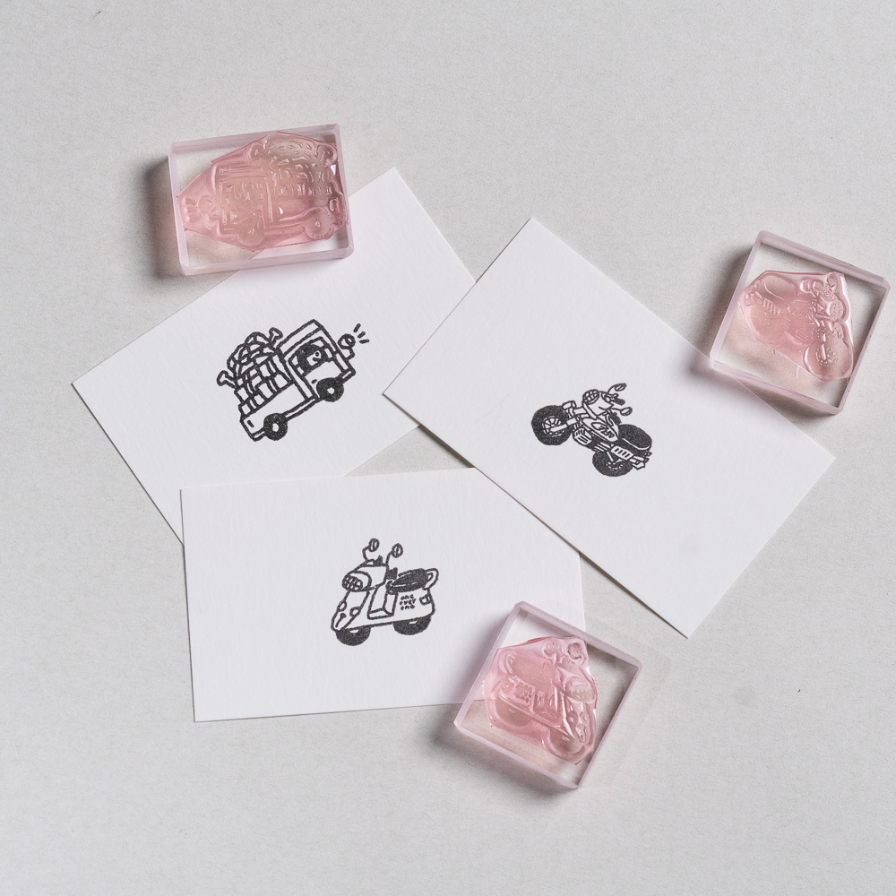 插圖風格小車01 膠版印章/一分之一工作室/臺灣