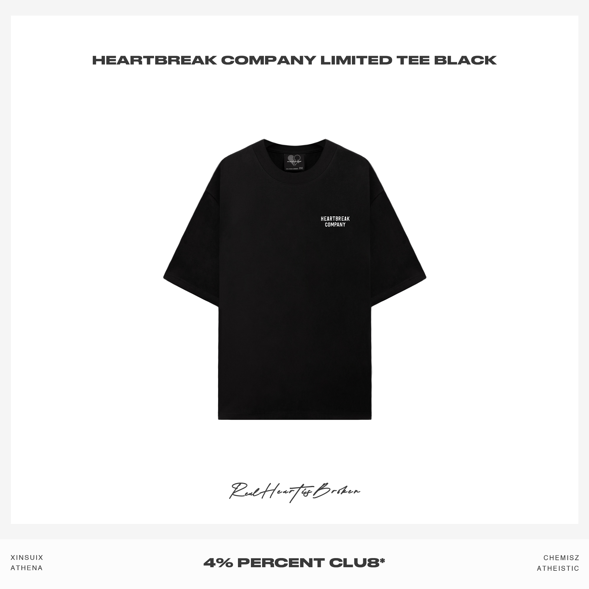 小心心碎 HEARTBREAK COMPANY LIMITED TEE BLACK / 心碎有限公司短袖T恤：三周年限定