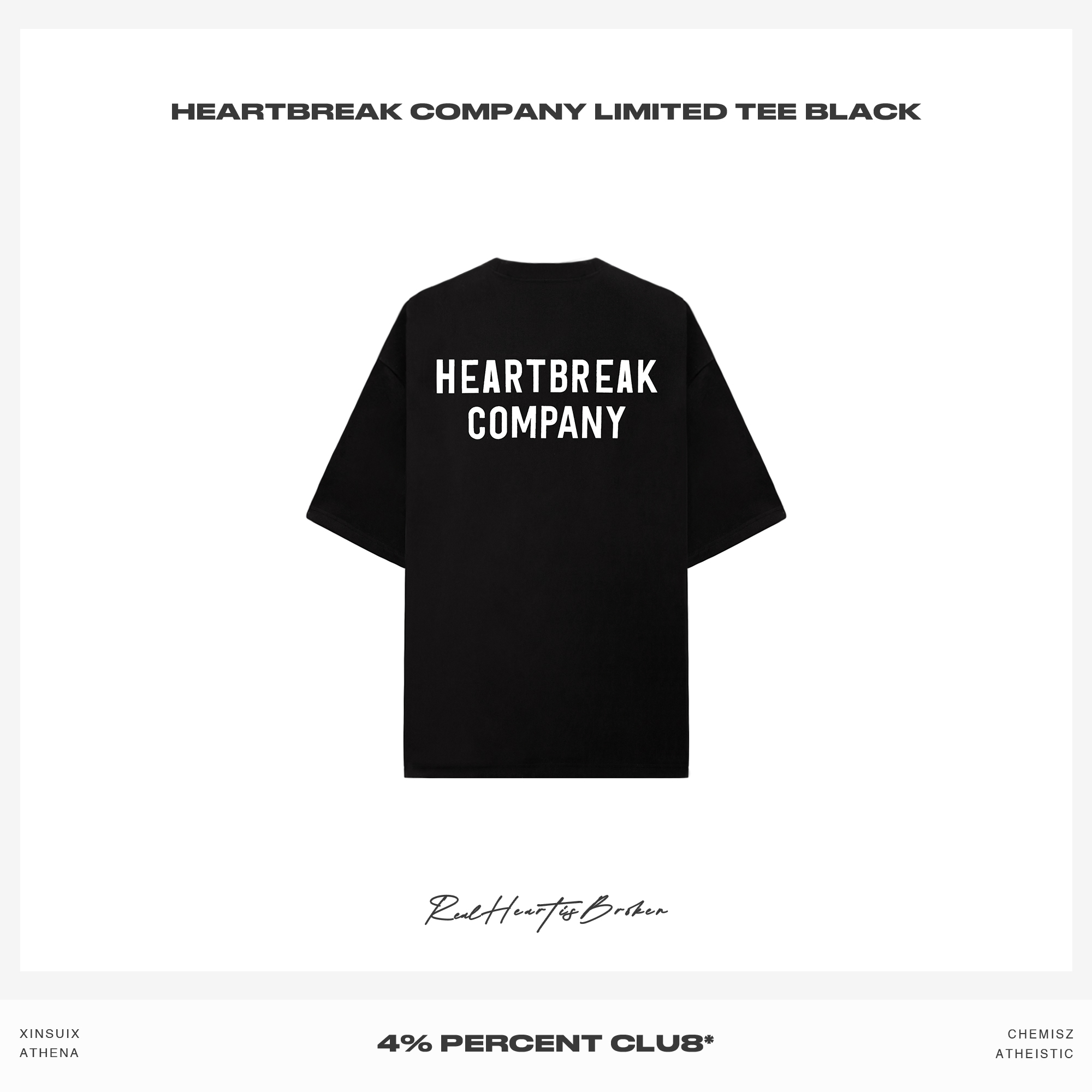 HEARTBREAK COMPANY LIMITED TEE BLACK / 心碎有限公司短袖T恤：三周年限定