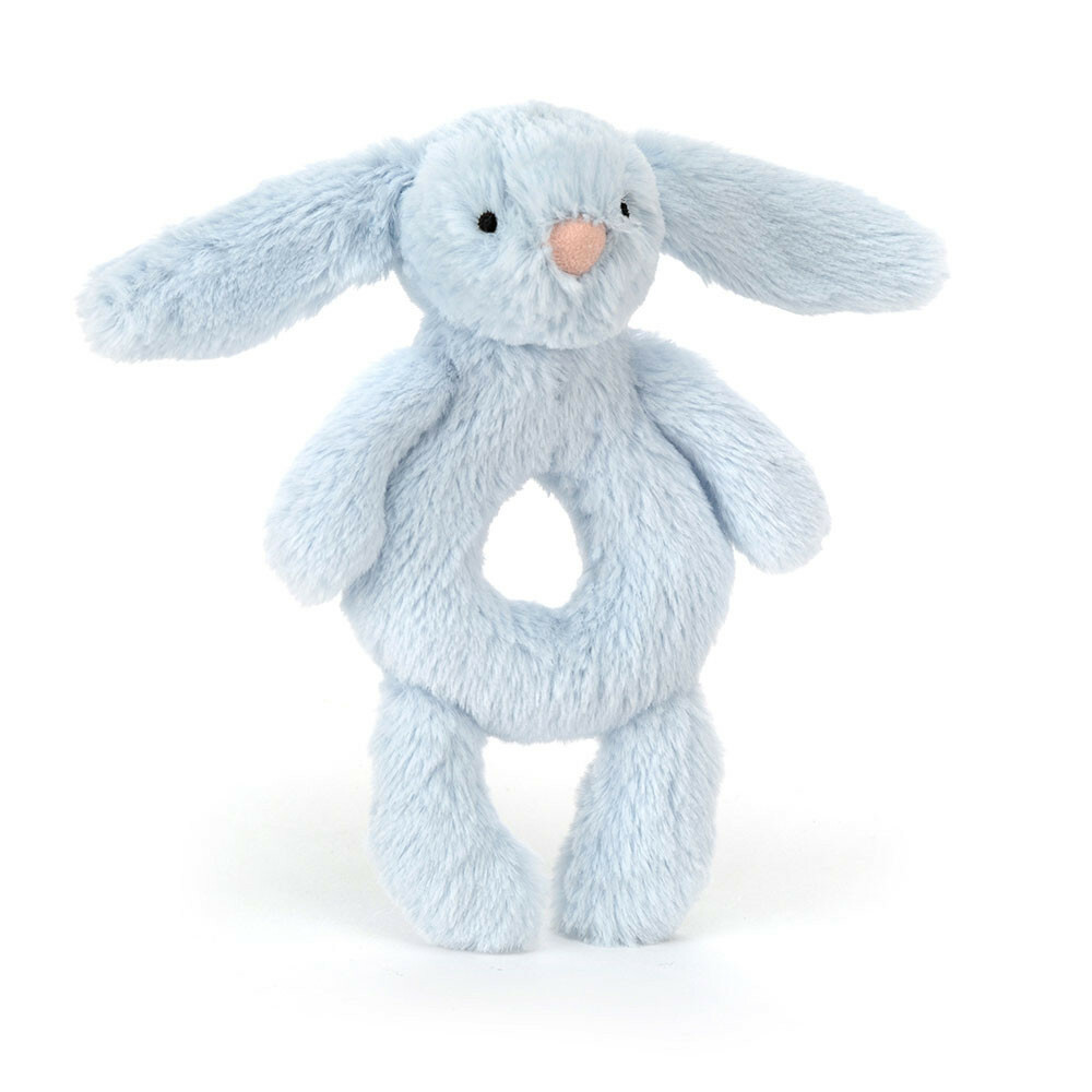 JELLYCAT Bashful Baby Blue Bunny Ring Rattle