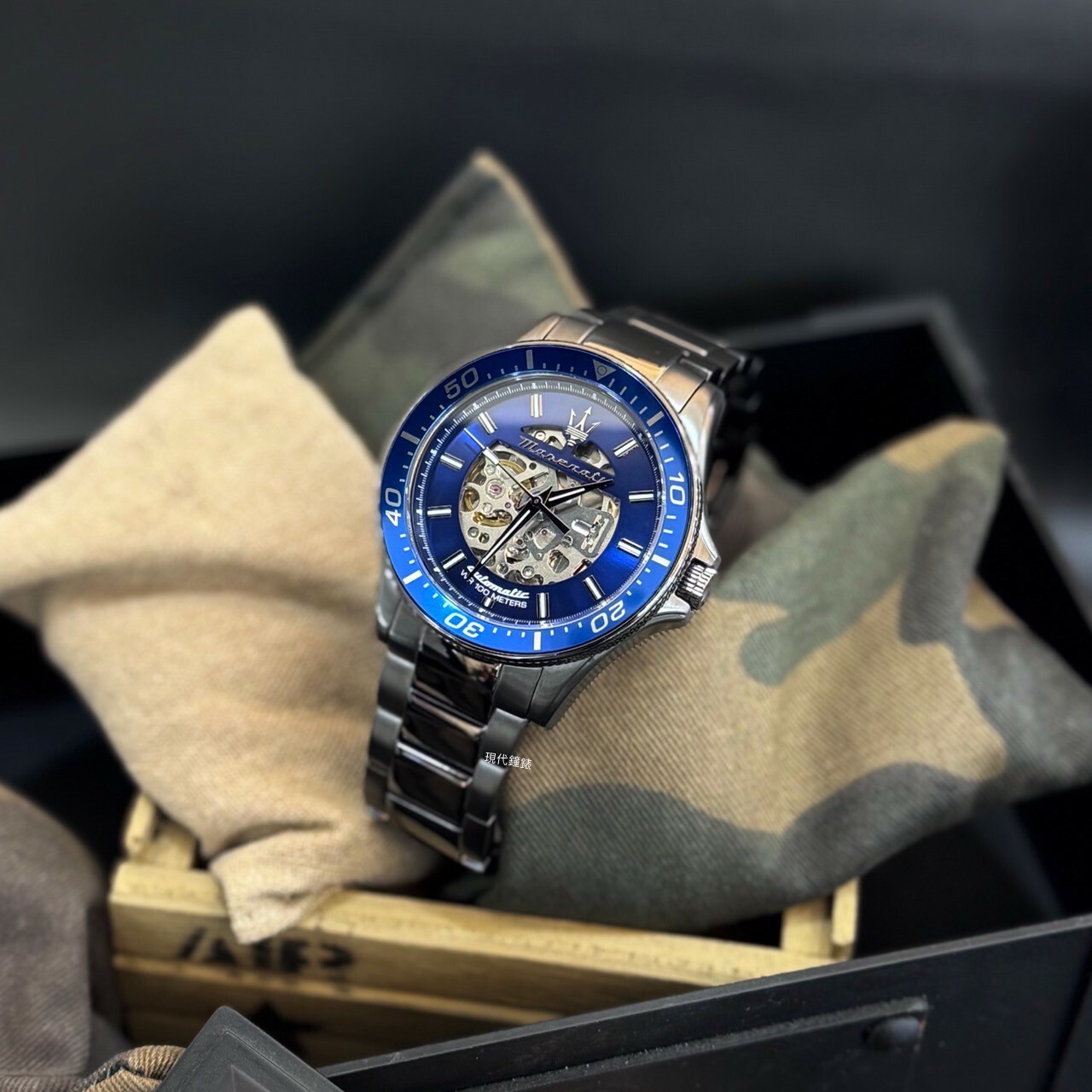 【Maserati 瑪莎拉蒂】瑪莎經典槍黑色鏤空機械腕錶R8823140001 44mm 現代鐘錶