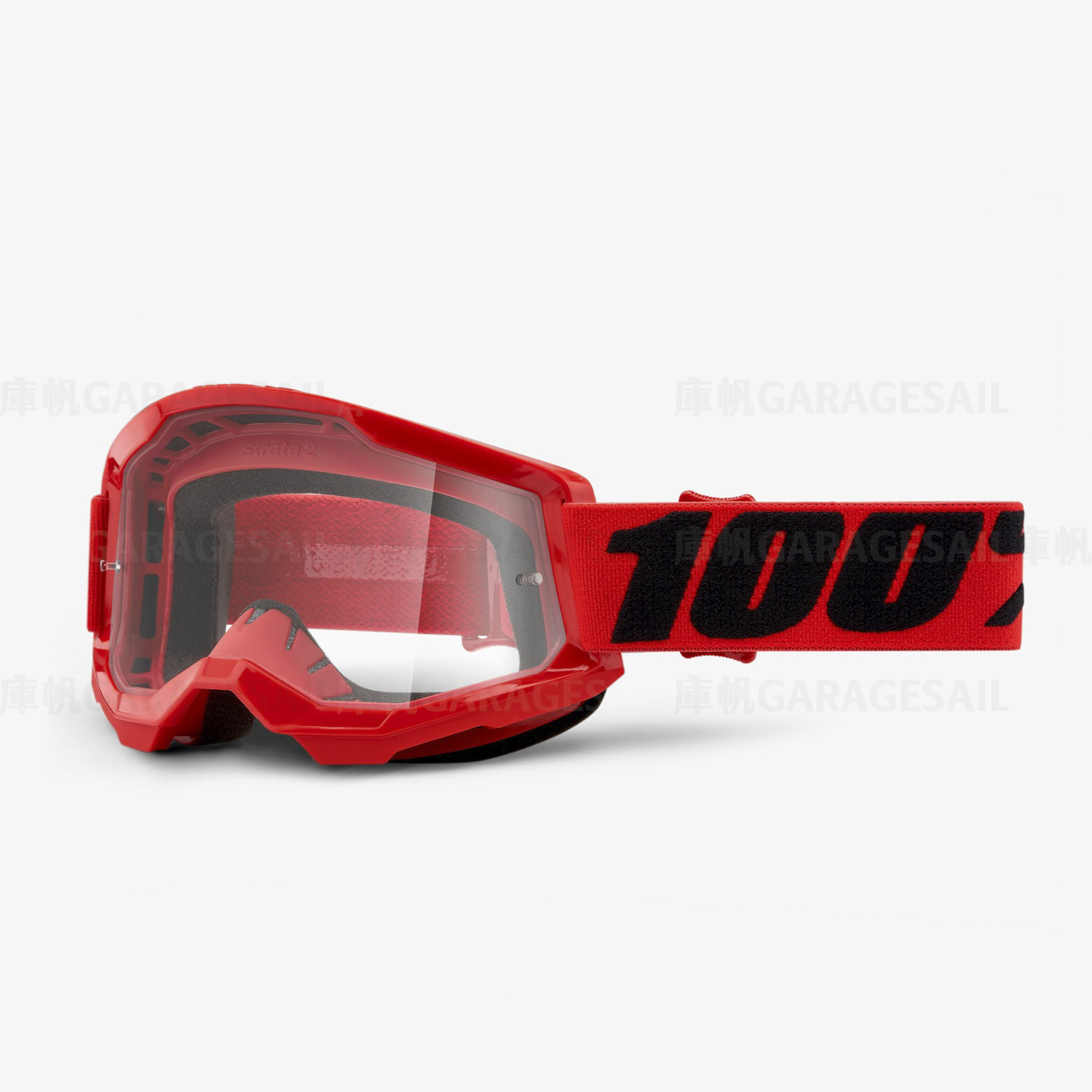 美國 100% Strata 2 越野 風鏡 紅黑 Red 透明鏡片