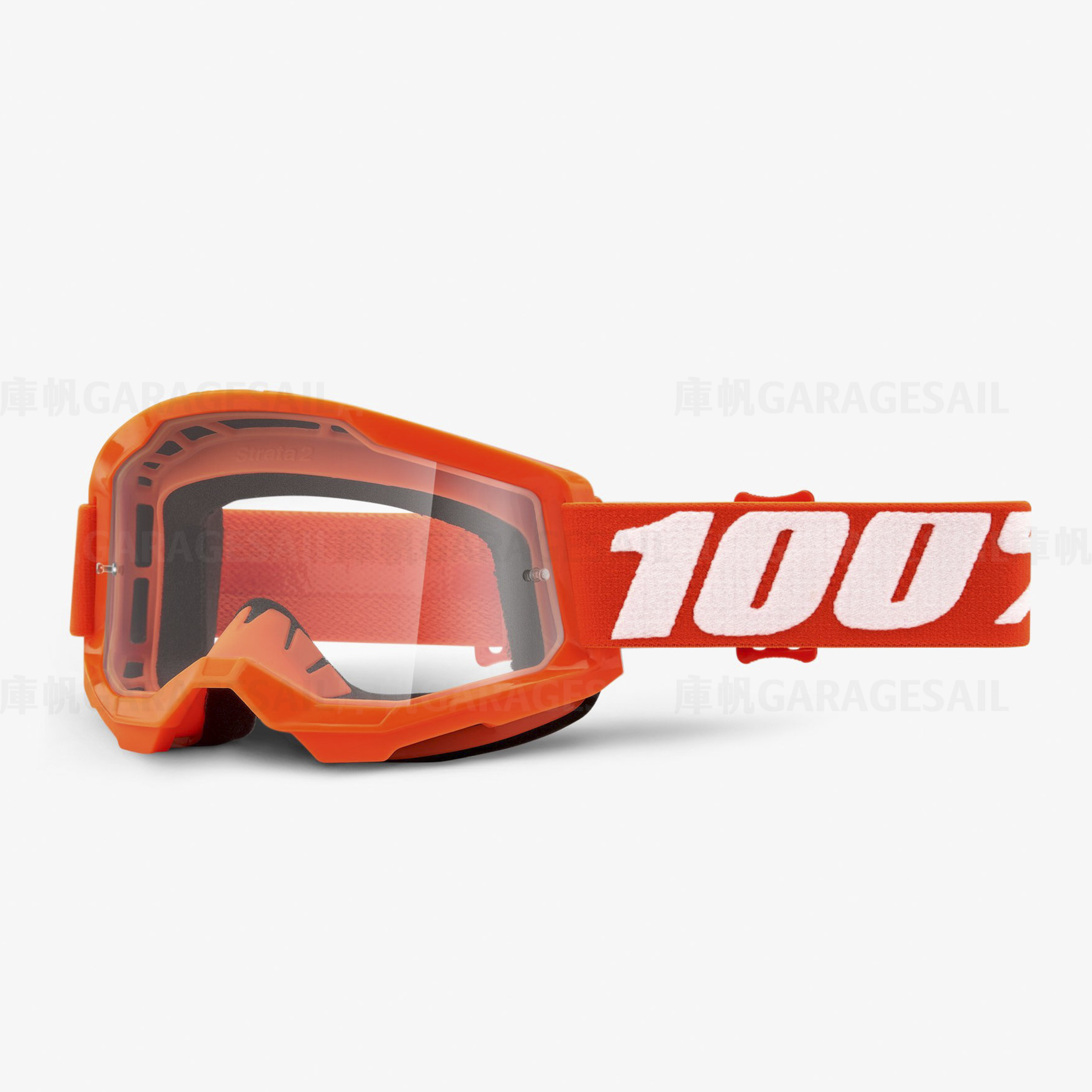 美國 100% Strata 2 越野 風鏡 橘白 Orange 透明鏡片
