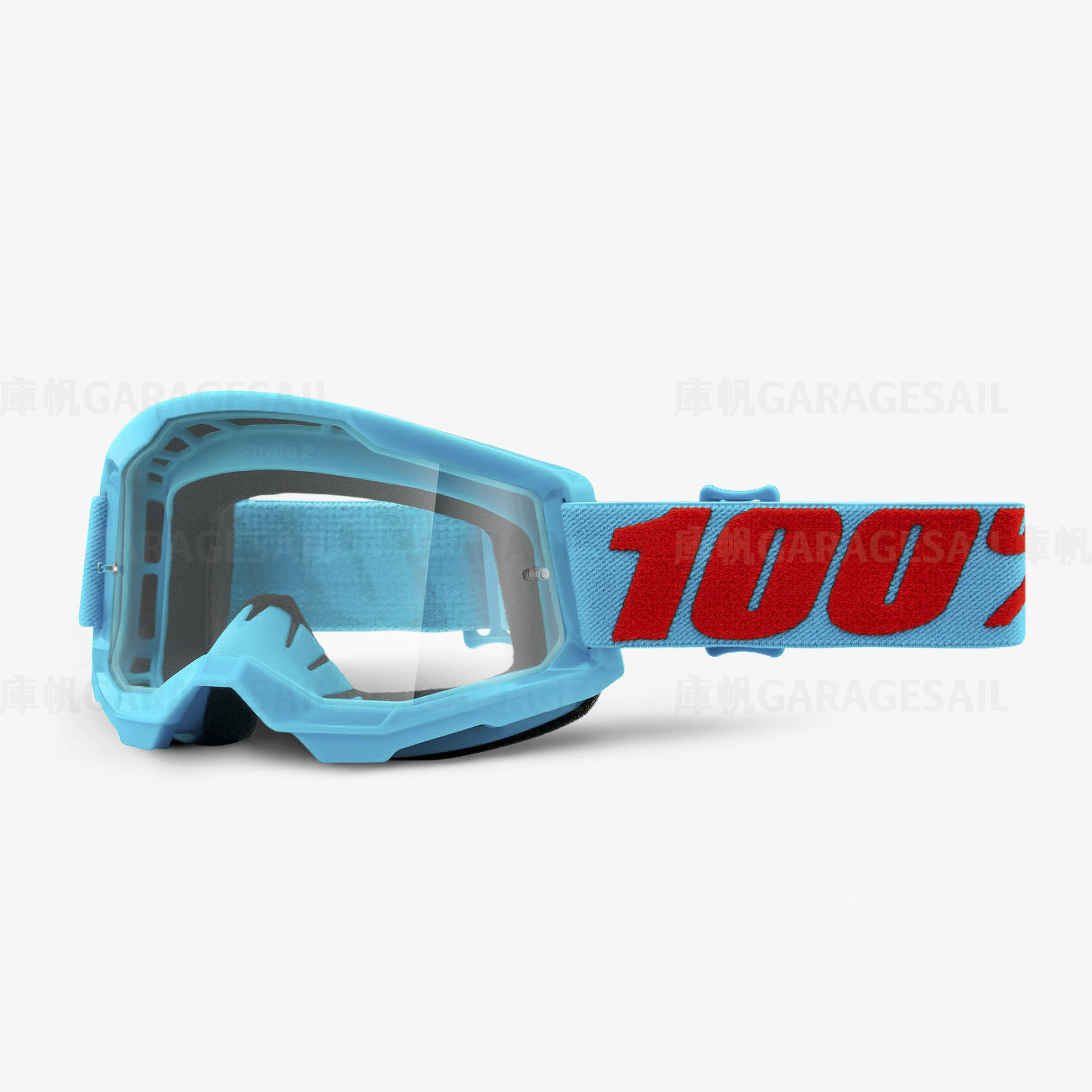 美國 100% Strata 2 越野 風鏡 水藍紅 Summit 透明鏡片
