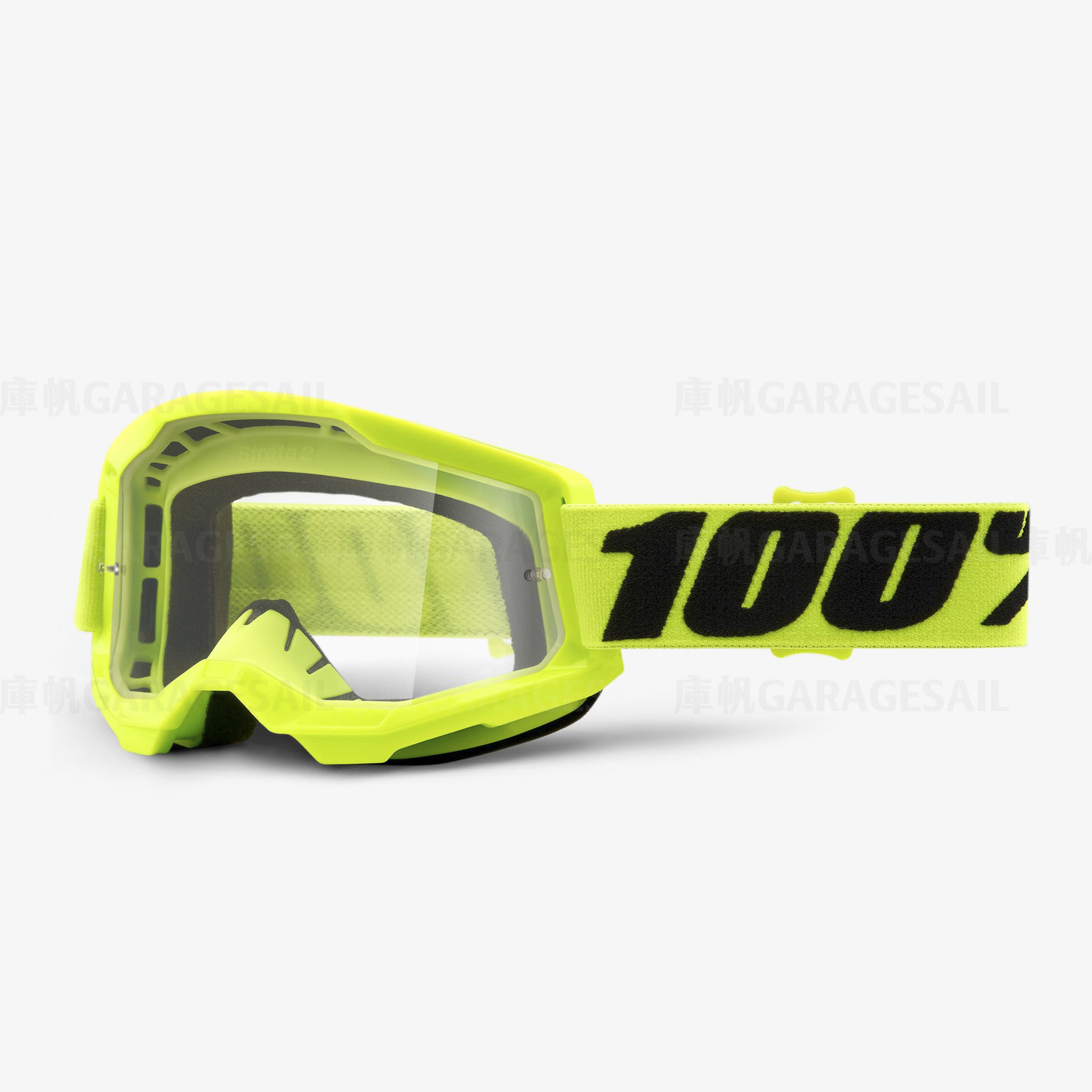 美國 100% Strata 2 越野 風鏡 螢光黃黑 Fluo Yellow 透明鏡片