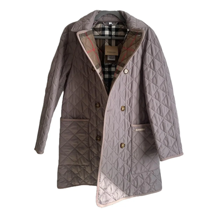 1BR0329-046 BURBERRY Tything Coat Grey Mink #80842011 (C-EU-E)