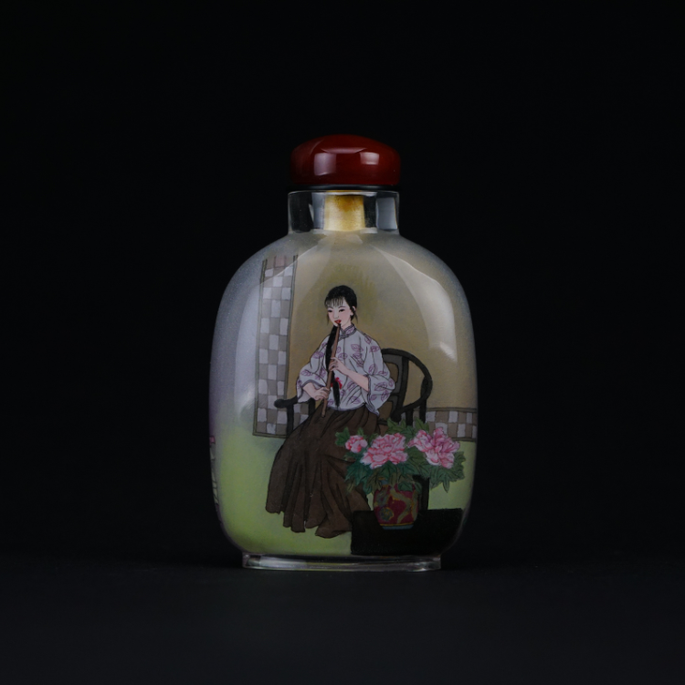 鹿港窯典藏級內畫工藝|仕女圖鼻煙壺 雅緻仕女展現端莊氣韻與柔美風情