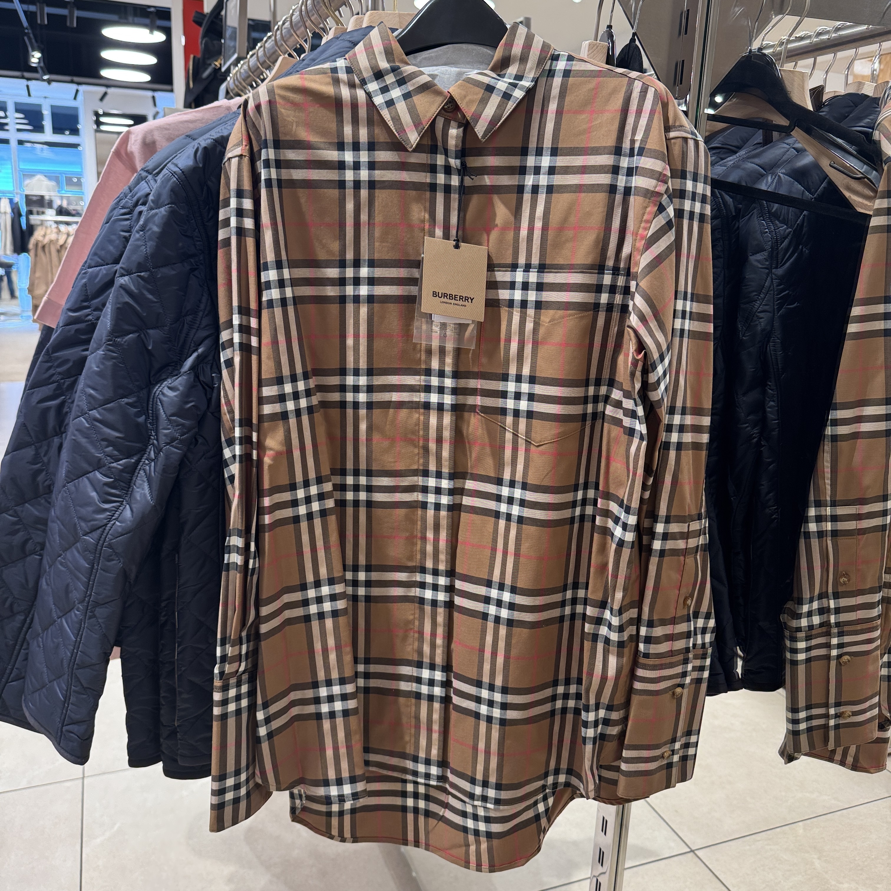 Burberry ivery check shirt taupe brown 