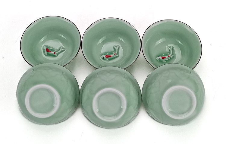 鹿港窯禮品館｜青瓷小魚茶杯組｜精美禮盒包裝｜送禮體面又有品味