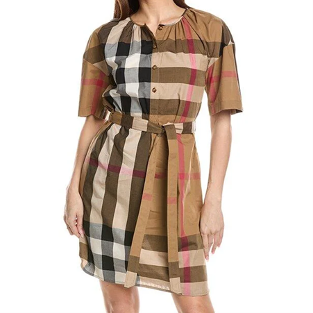 1BR0329-029 BURBERRY Casual Dress Taupe Brown #80843111 (C-EU-E)