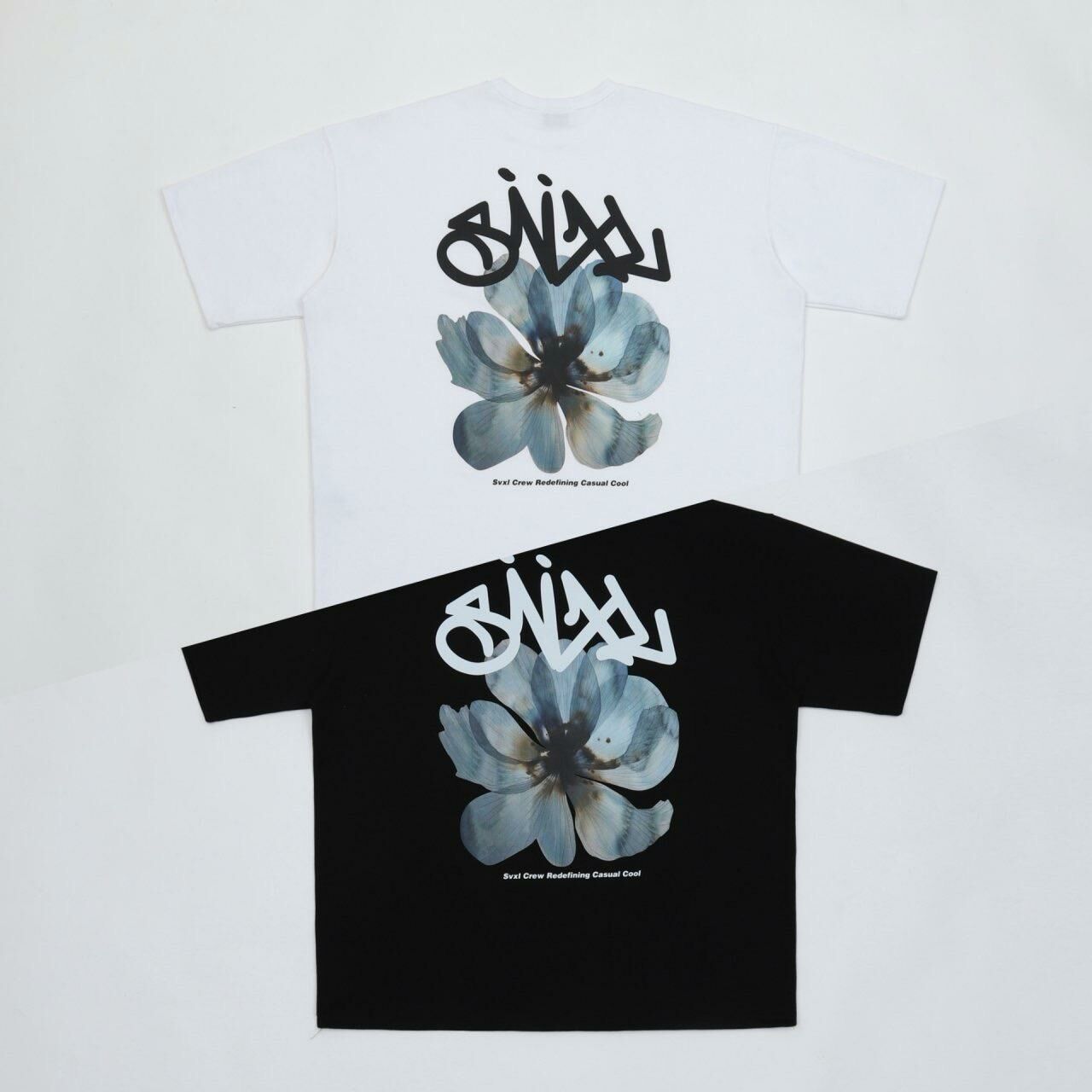 OverSize英文字花花圖案短袖Tee SVXL-060T