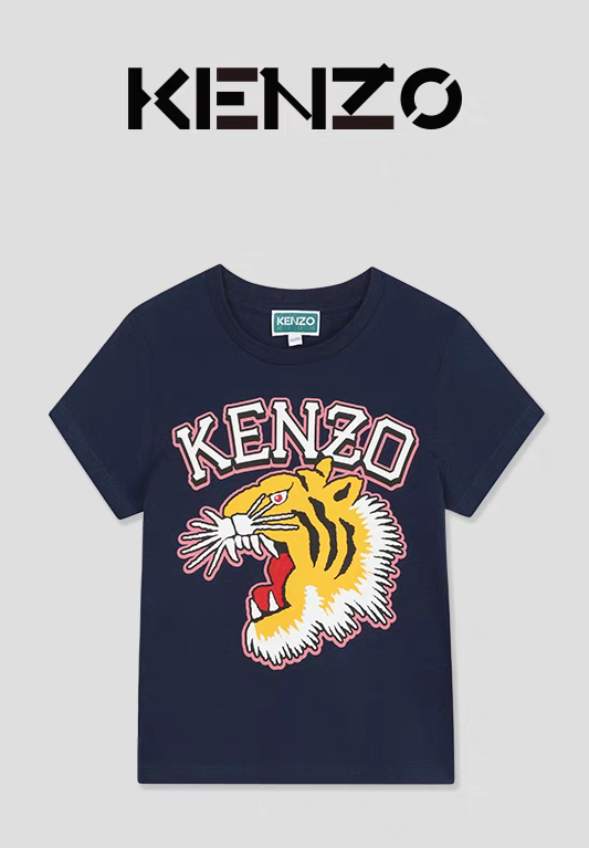 KENZO Kids 深藍色 側面虎頭 Tee