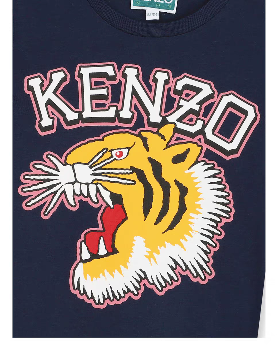 KENZO Kids 深藍色 側面虎頭 Tee