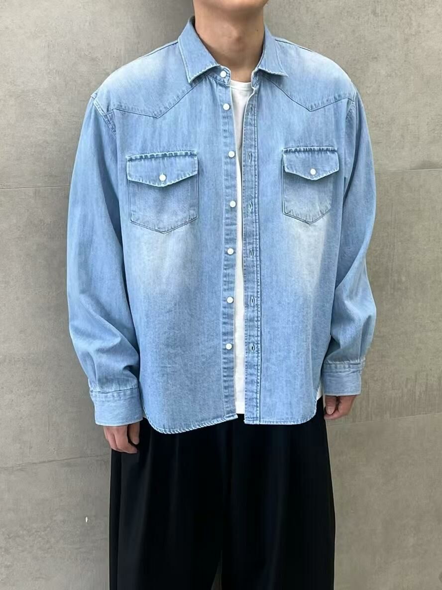 洗水牛仔長袖恤衫 PULSE-136S