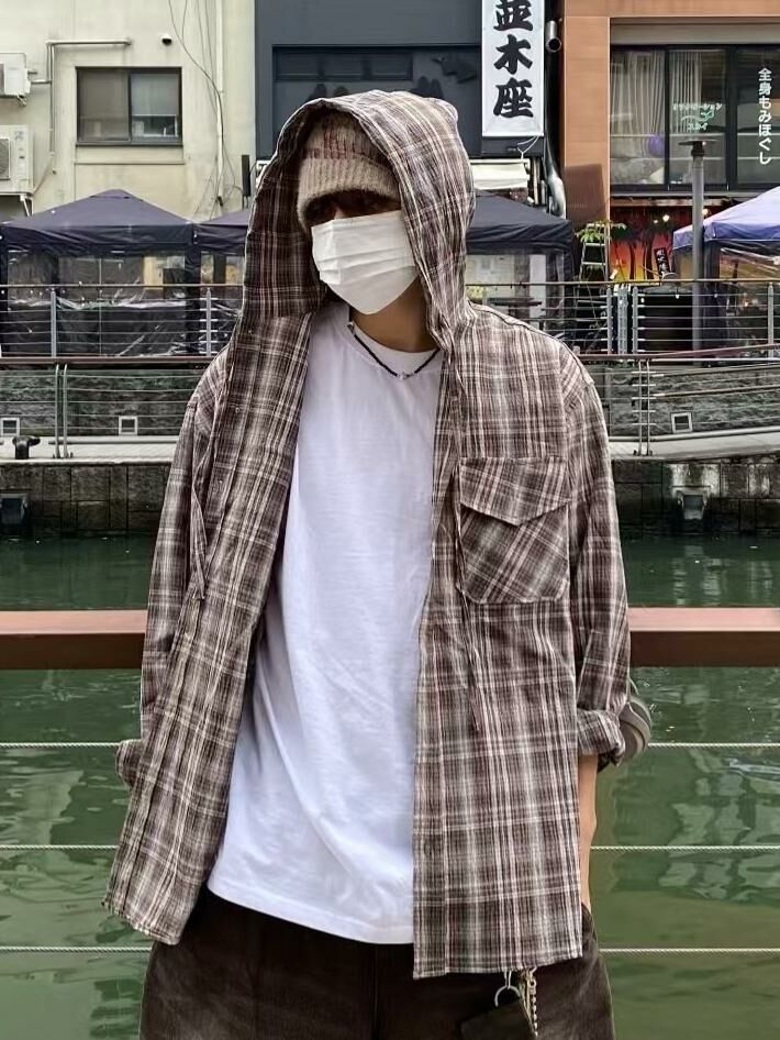 格仔連帽長袖恤衫 PULSE-140S