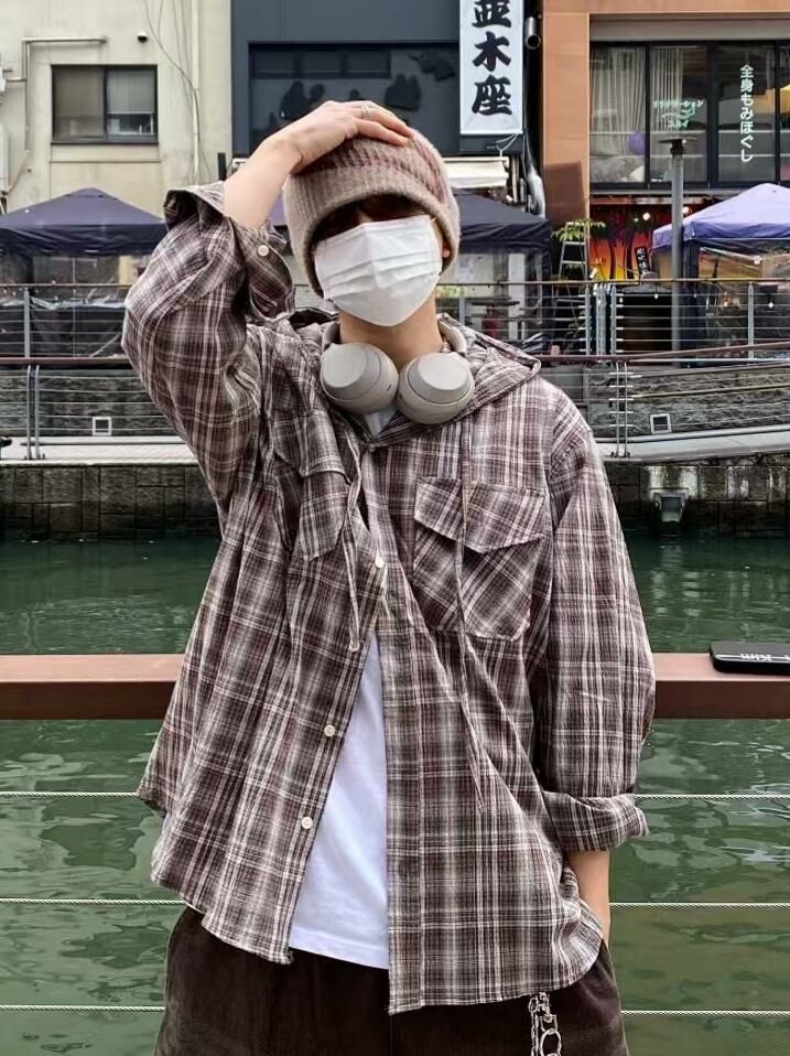 格仔連帽長袖恤衫 PULSE-140S