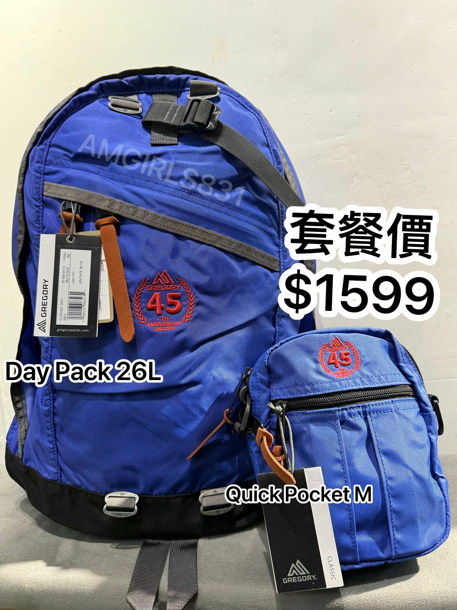 Gregory day pack vintage blue + Gregory quick pocket M vintage blue
