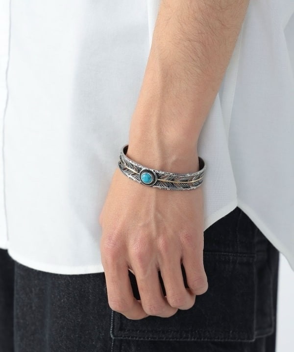 BEAMS® HEART 羽毛綠松石手環 バングル