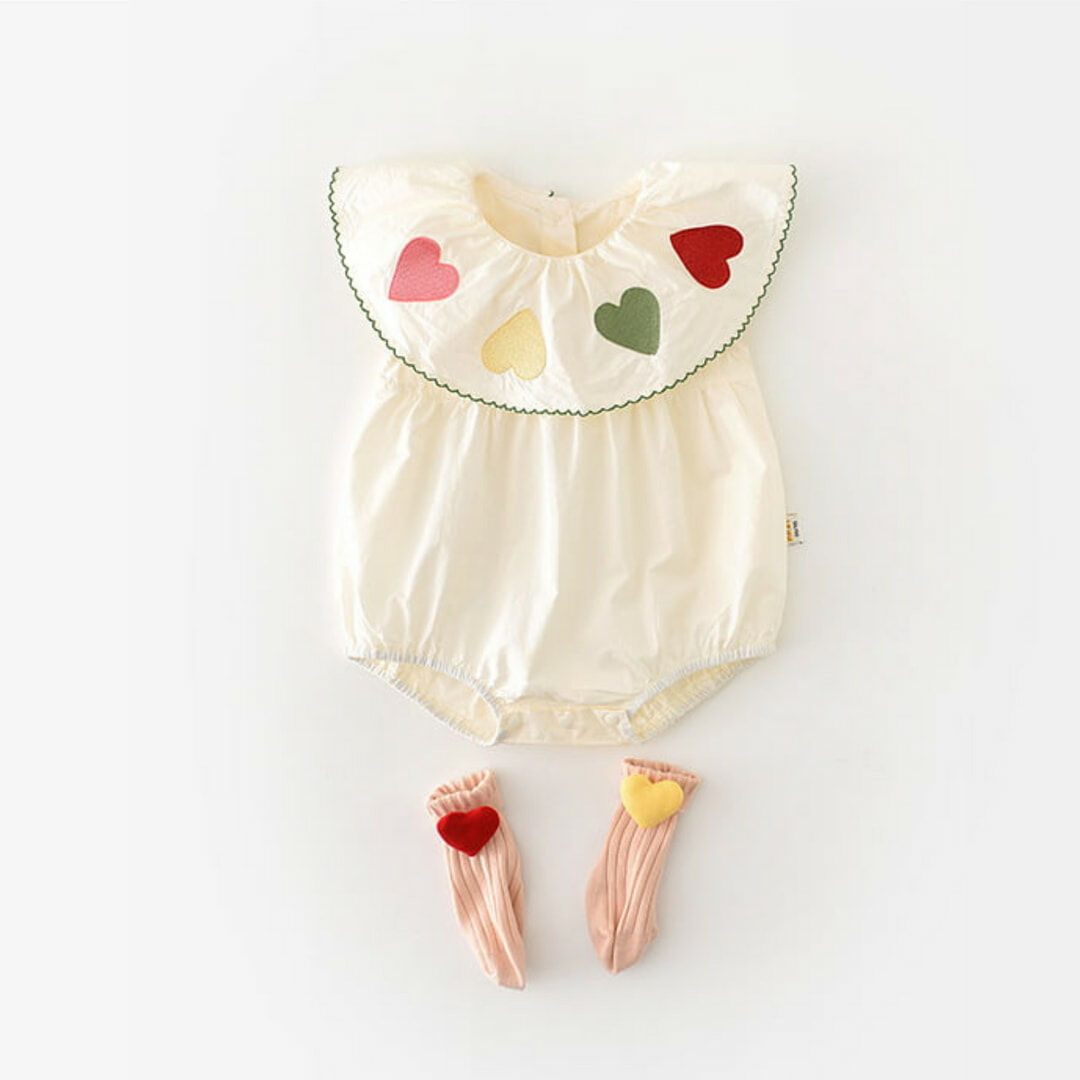 25 夏 繽紛愛心花邊包屁衣