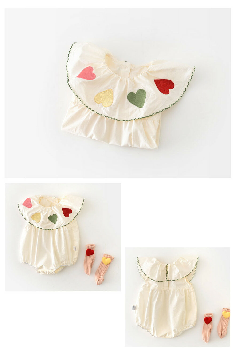 25 夏 繽紛愛心花邊包屁衣