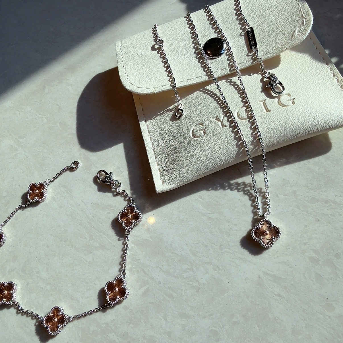 【mini無鑽項鍊】18k”聖誕鐳射玫瑰金四葉草”單花高奢定製款