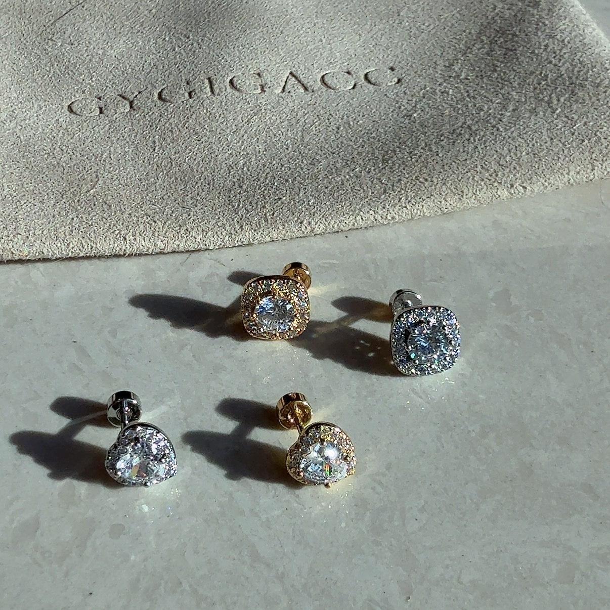 shine方鑽”愛心鑽巨閃水鑽螺絲鈦鋼耳釘