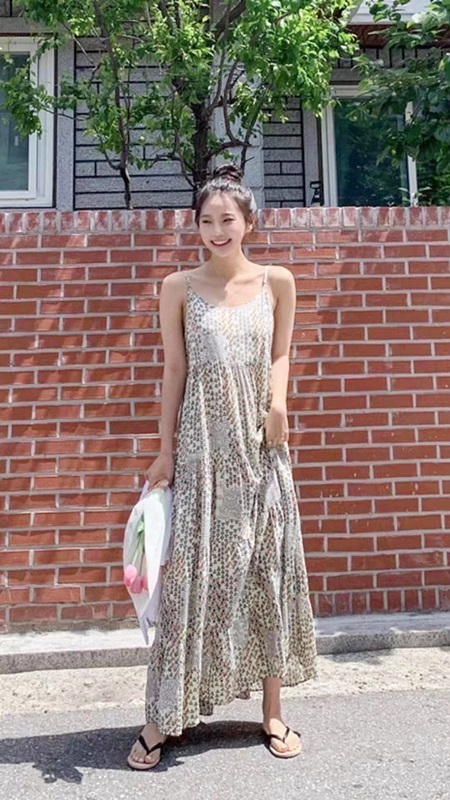 【零碼出清不退換】細吊帶印花雪紡洋裝