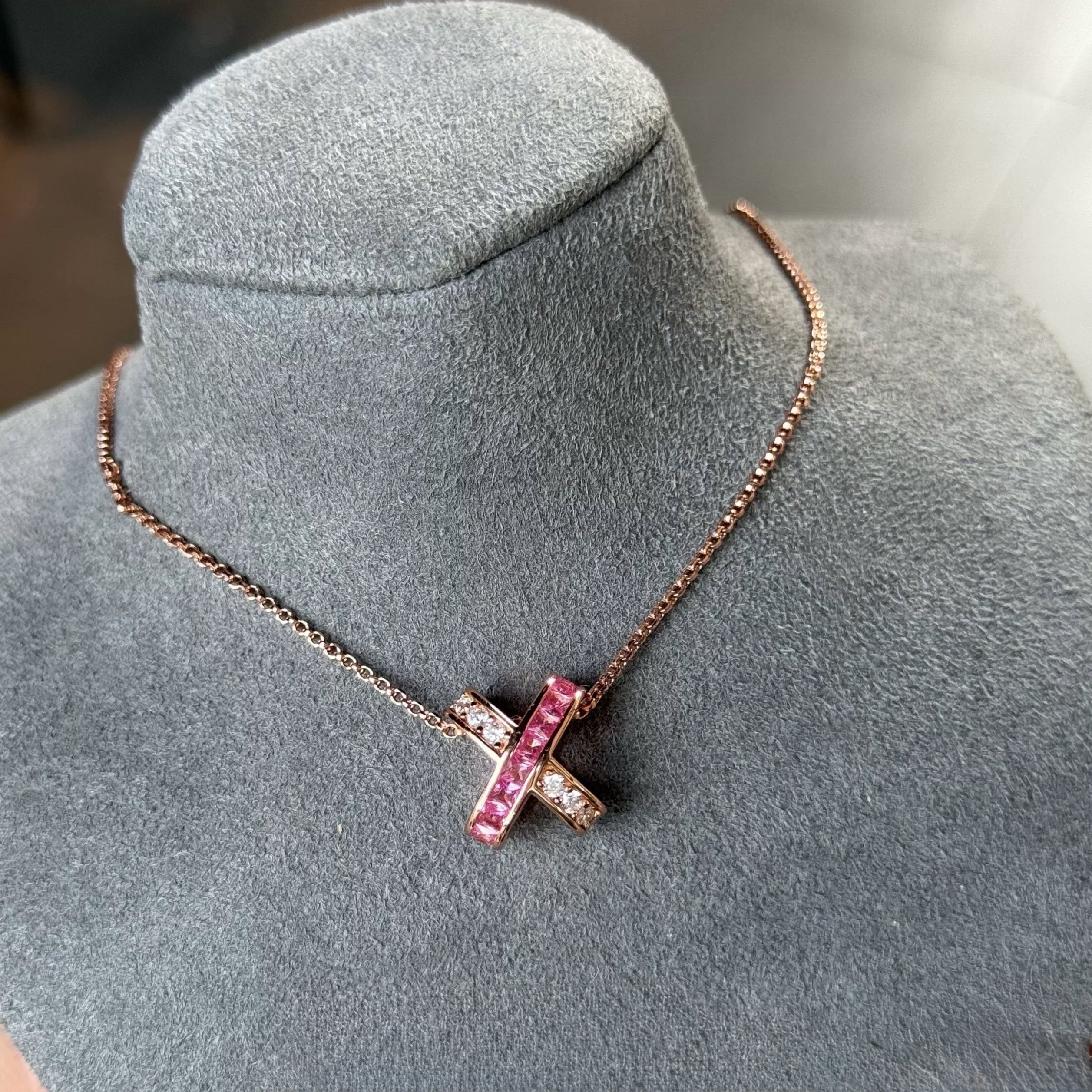 18k”Liens緣系一生x 粉藍水鑽浪漫連結高奢定製項鍊