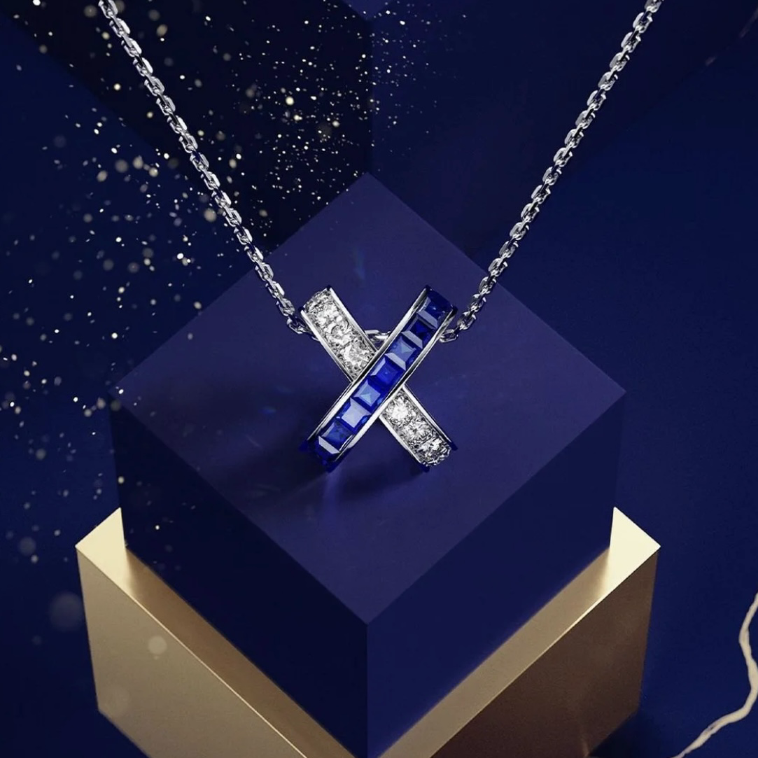 18k”Liens緣系一生x 藍水鑽浪漫連結高奢定製項鍊