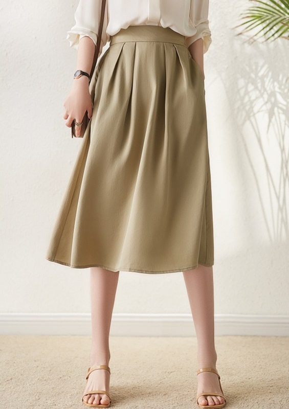 純色天絲中長裙 三色