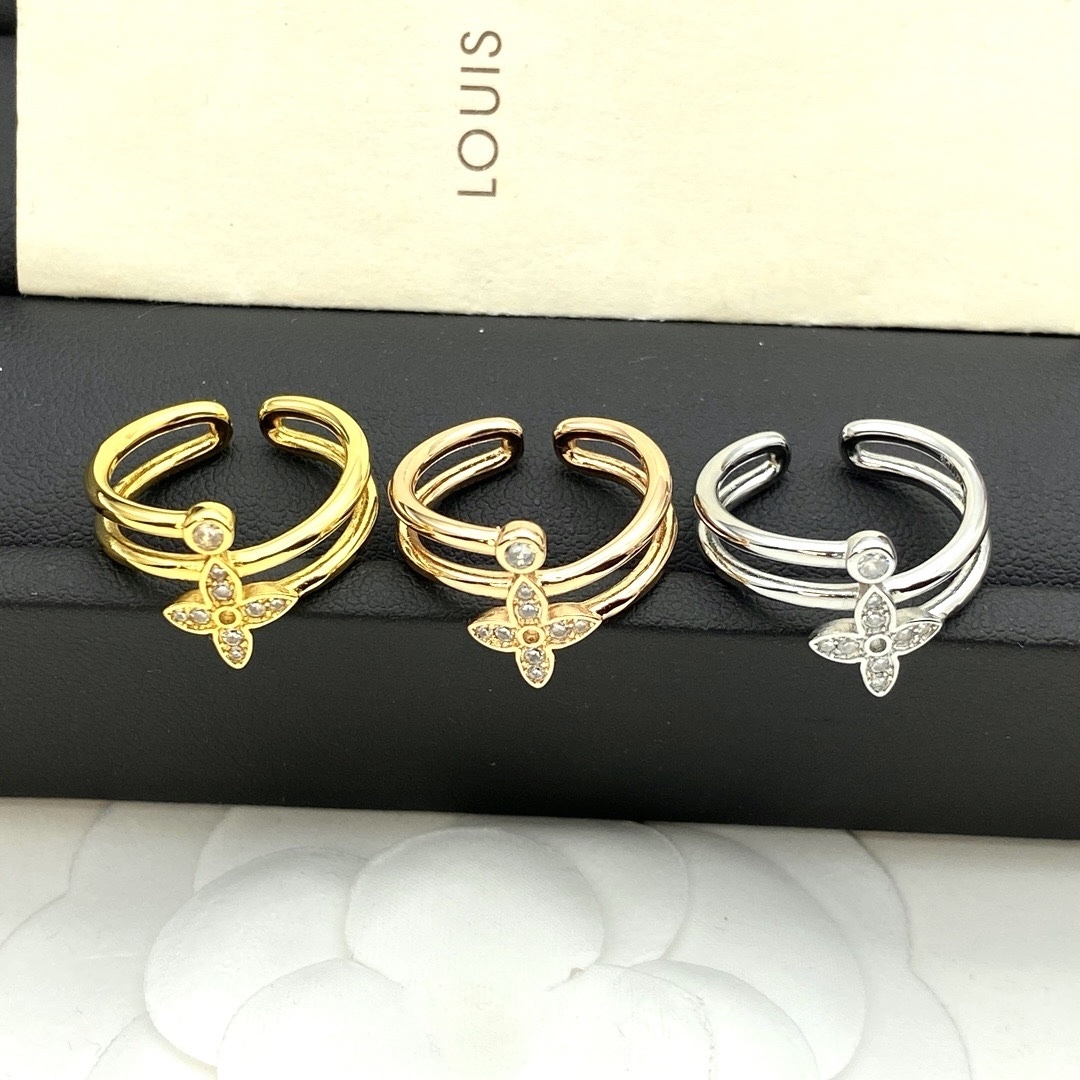 18k”ldylle小老花鑽三層”高奢定製開口戒