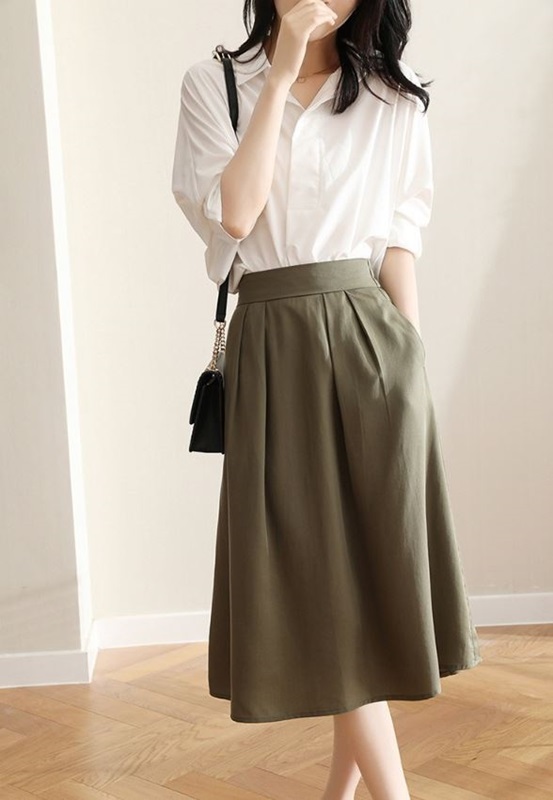 純色天絲中長裙 三色