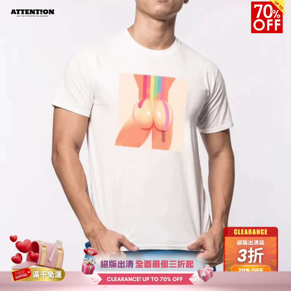 【彩虹翹臀-白色】我的美尻系列T-shirt