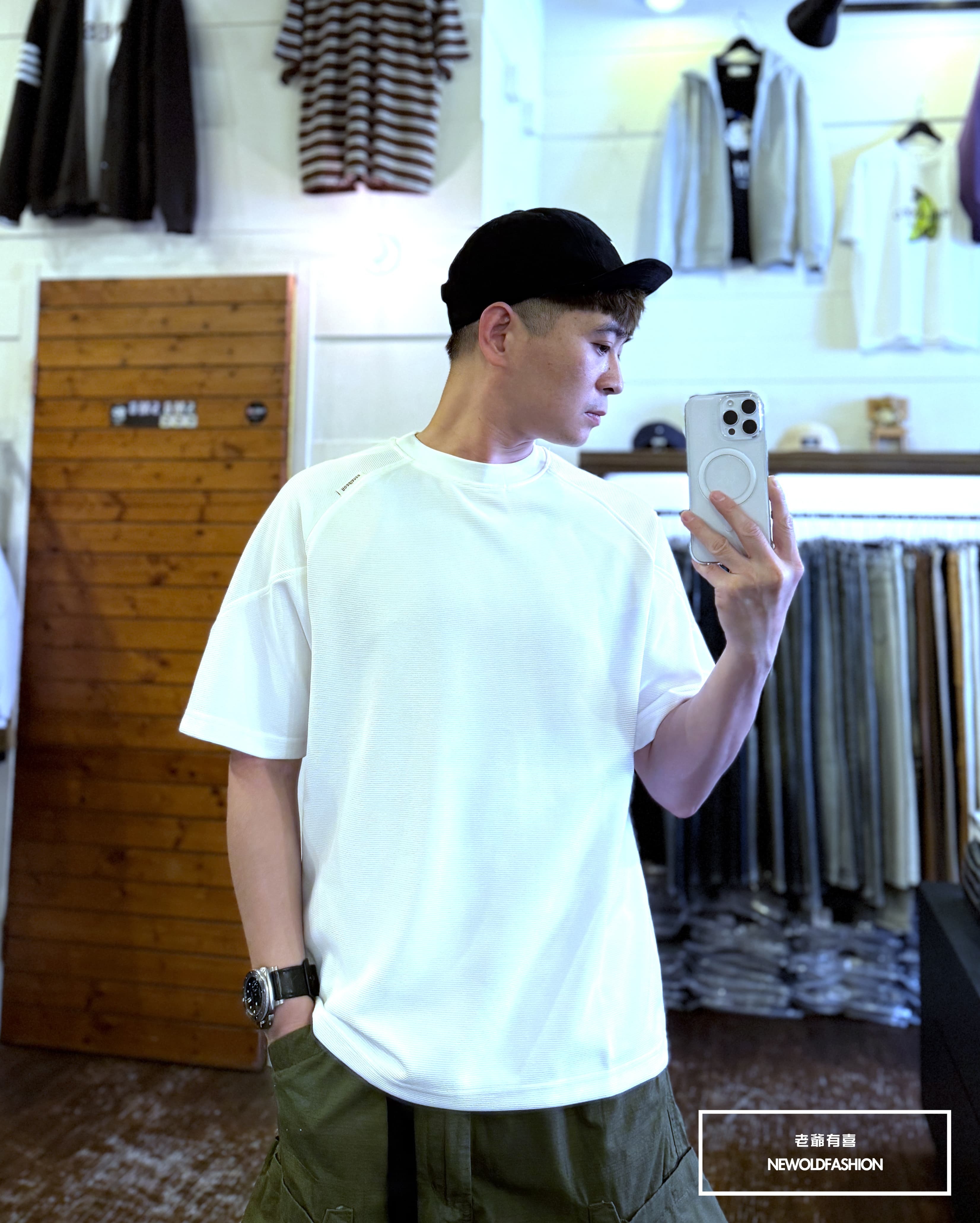 『新品上市』重磅R標車線織紋短T(NOF2503N5005)-白