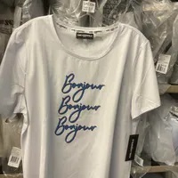 [S] KARL LAGERFELD WHITE/BLUE PARIS WOMENS BONJOUR EMBELLISHED GRAPHIC T-SHIRT, L4WHM077-WBU (SKL1227)