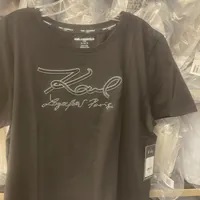 [S] KARL LAGERFELD BLACK KARL SIGNATURE EMBROIDERED TEE SHIRT, L4WHD004-BLK (SKL1228)