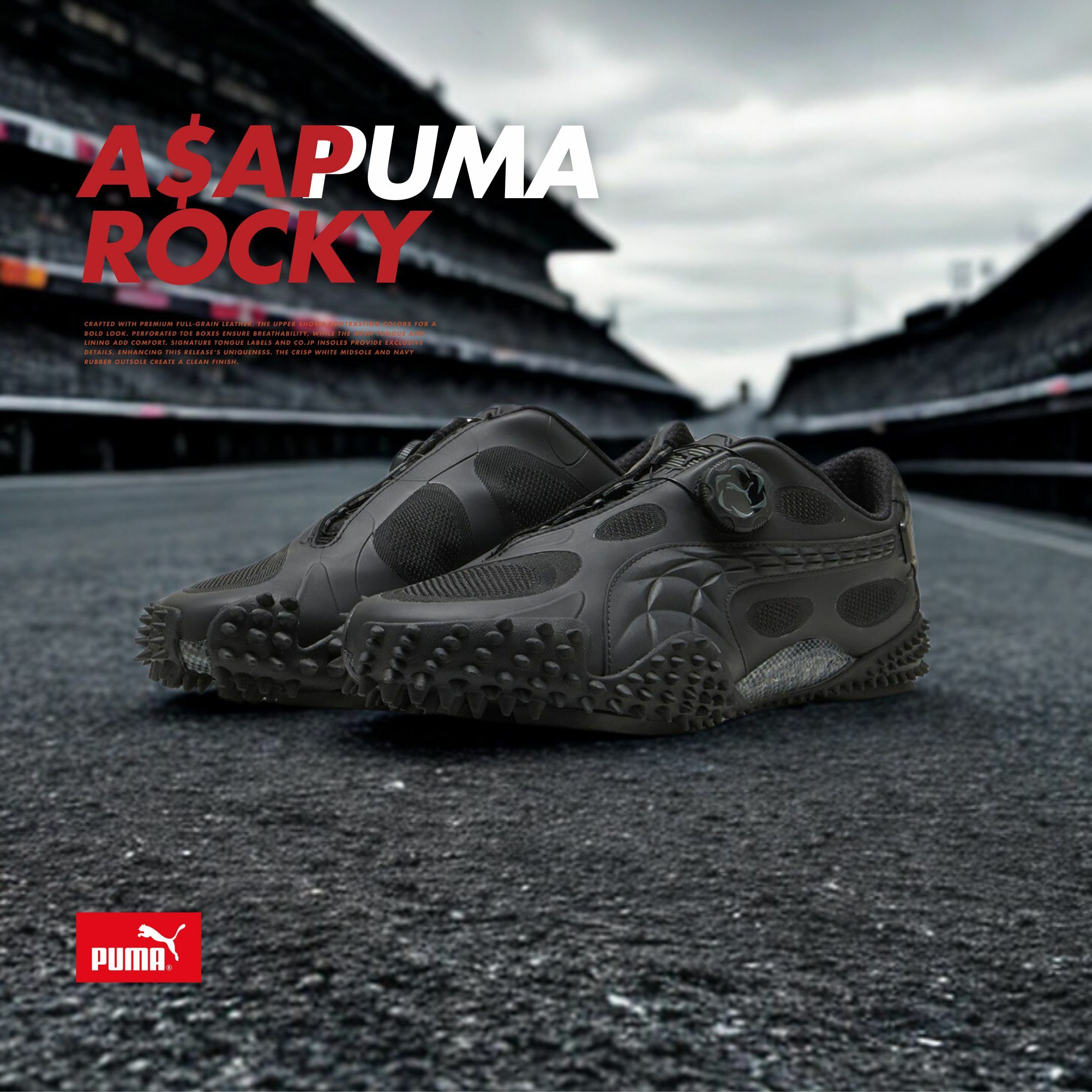 NICEDAY 現貨 ASAP ROCKY X PUMA MOSTRO DISCCORDS 聯名 賽車鞋 黑色 釘鞋 麂皮 403027-01