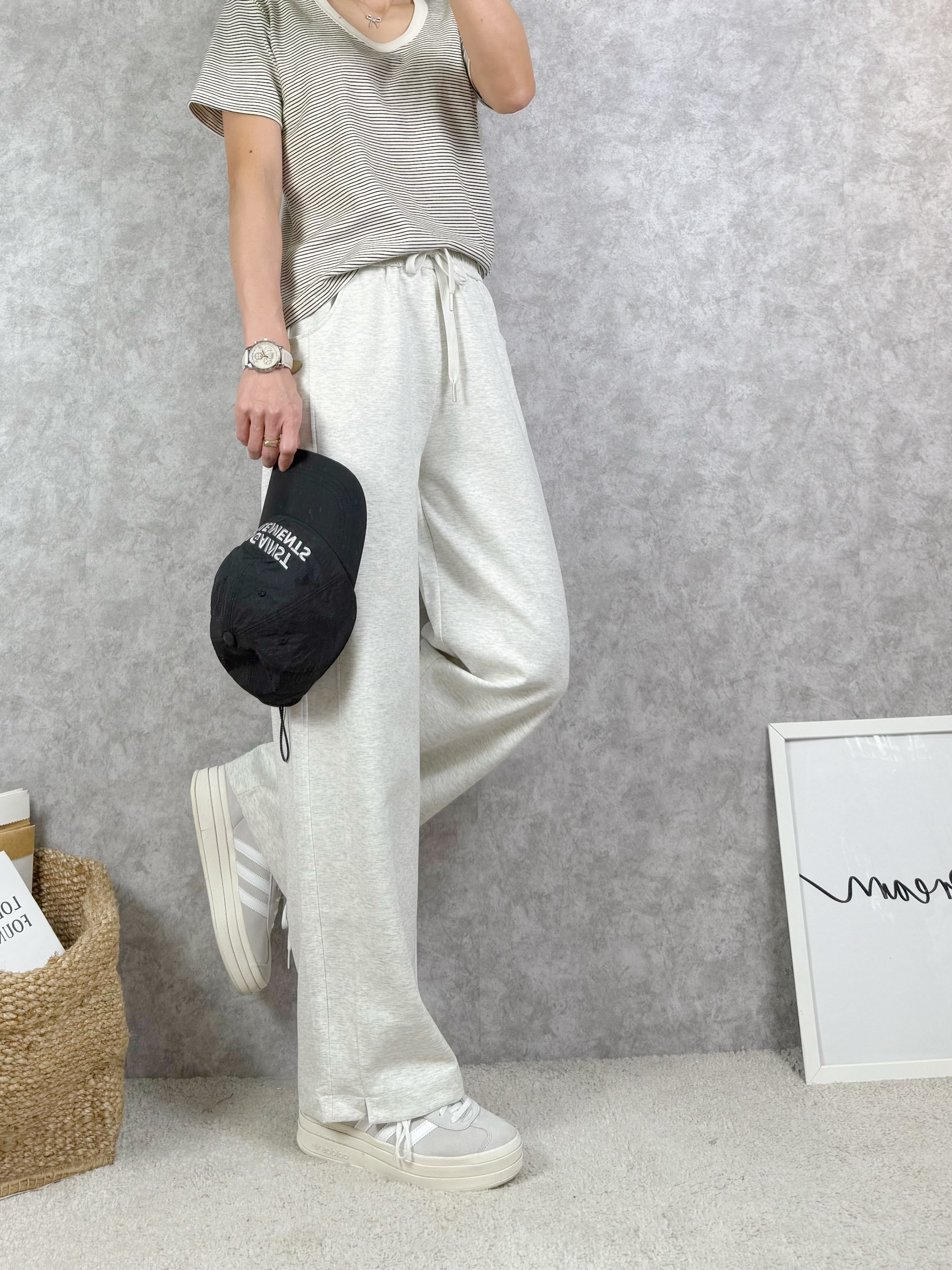 有挺度又不厚重的棉質寬褲