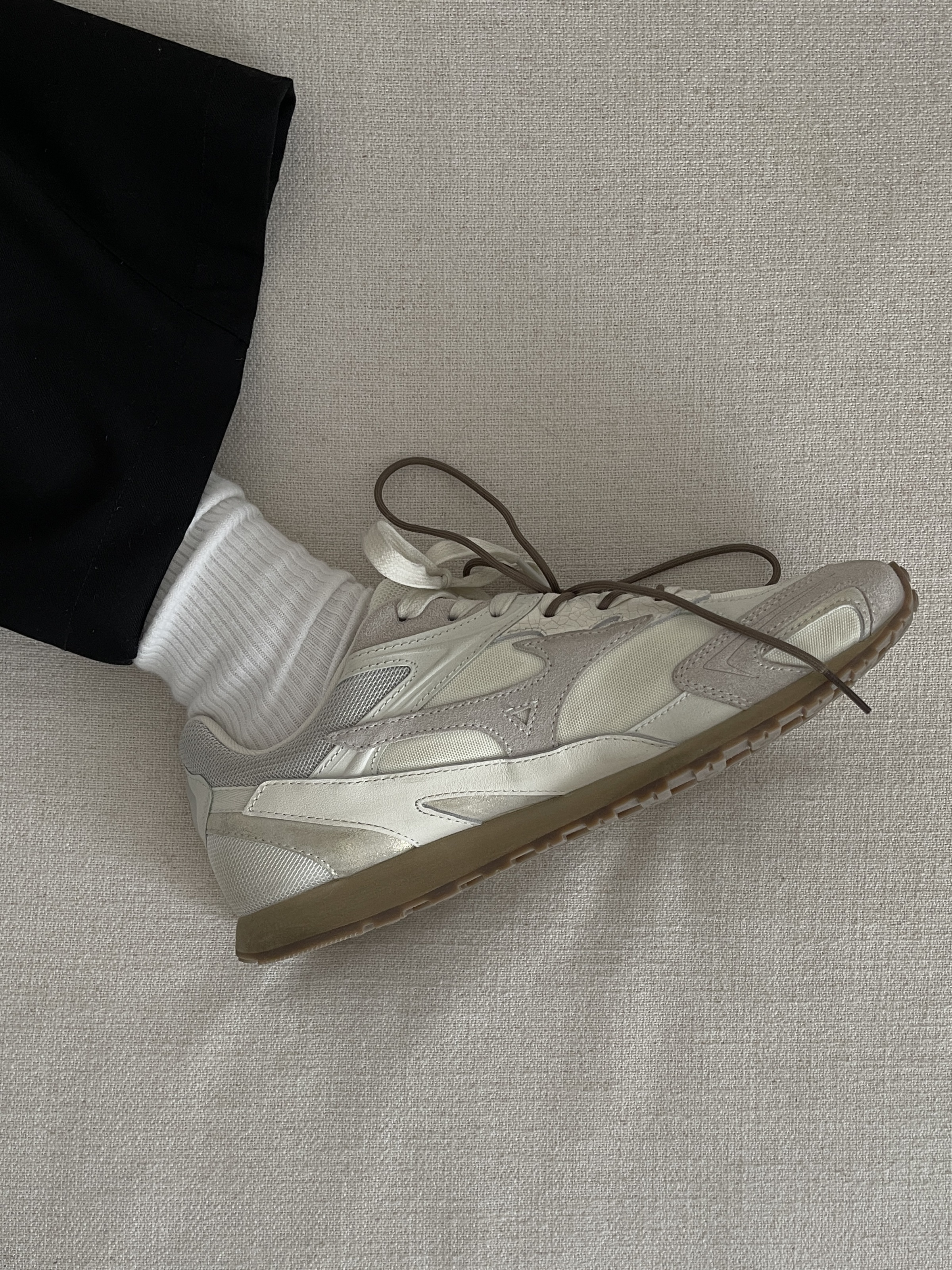 MIZUNO LG 60S 2K 美津濃 奶油白 米白 米灰 仿舊 刷髒 男女鞋 D1GH242103 / 預購