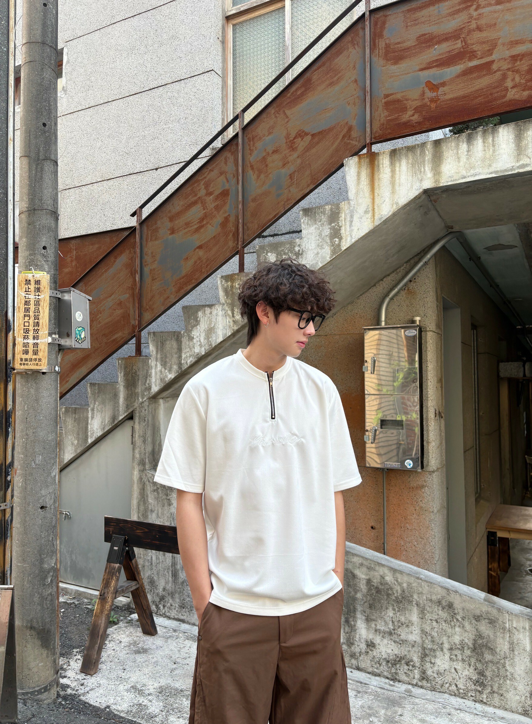 (GOAL) AW 半拉鏈 復古圓領 短T aw2523