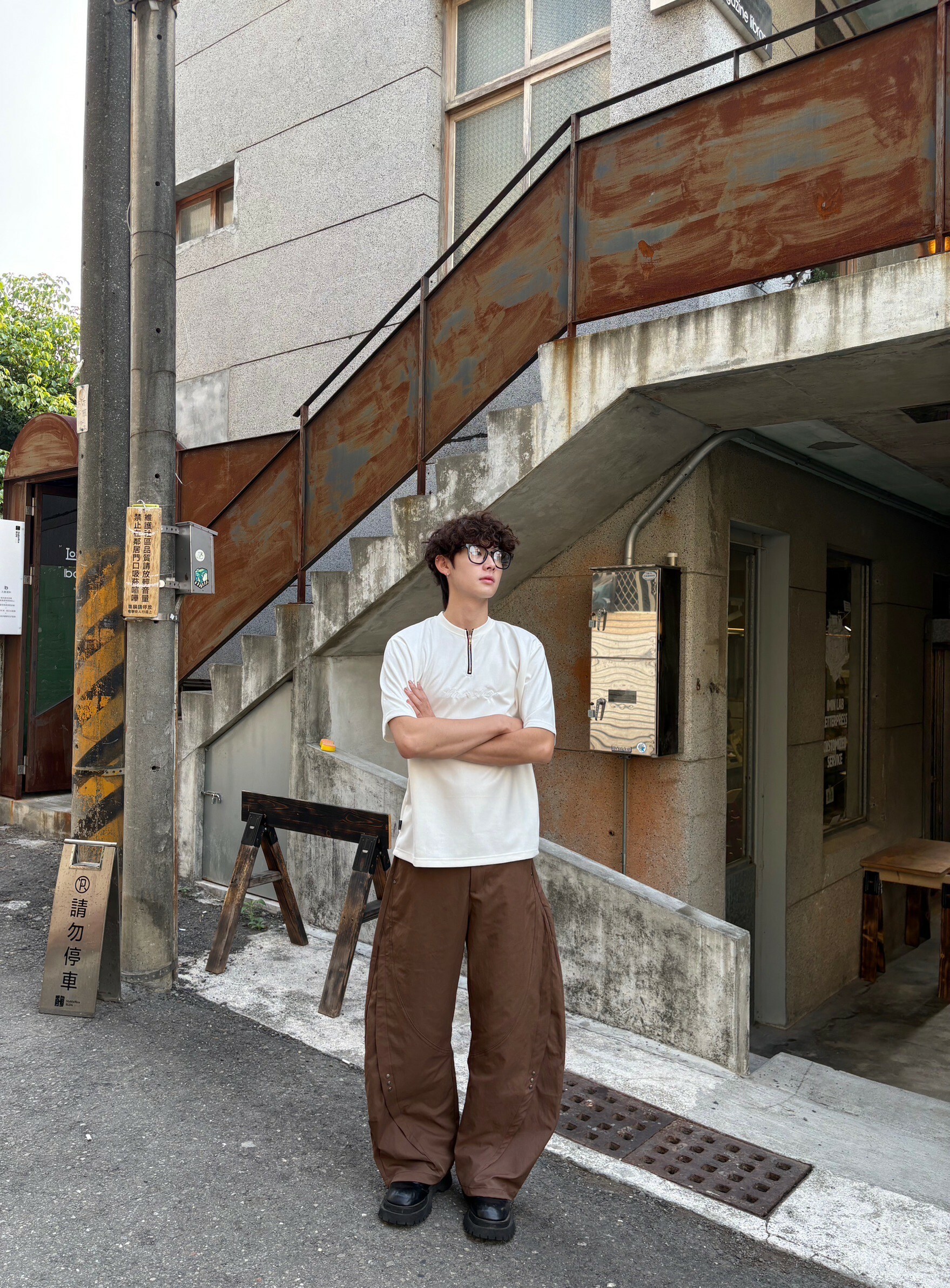 (GOAL) 鉚釘解構彎刀褲 西裝褲 SP0082