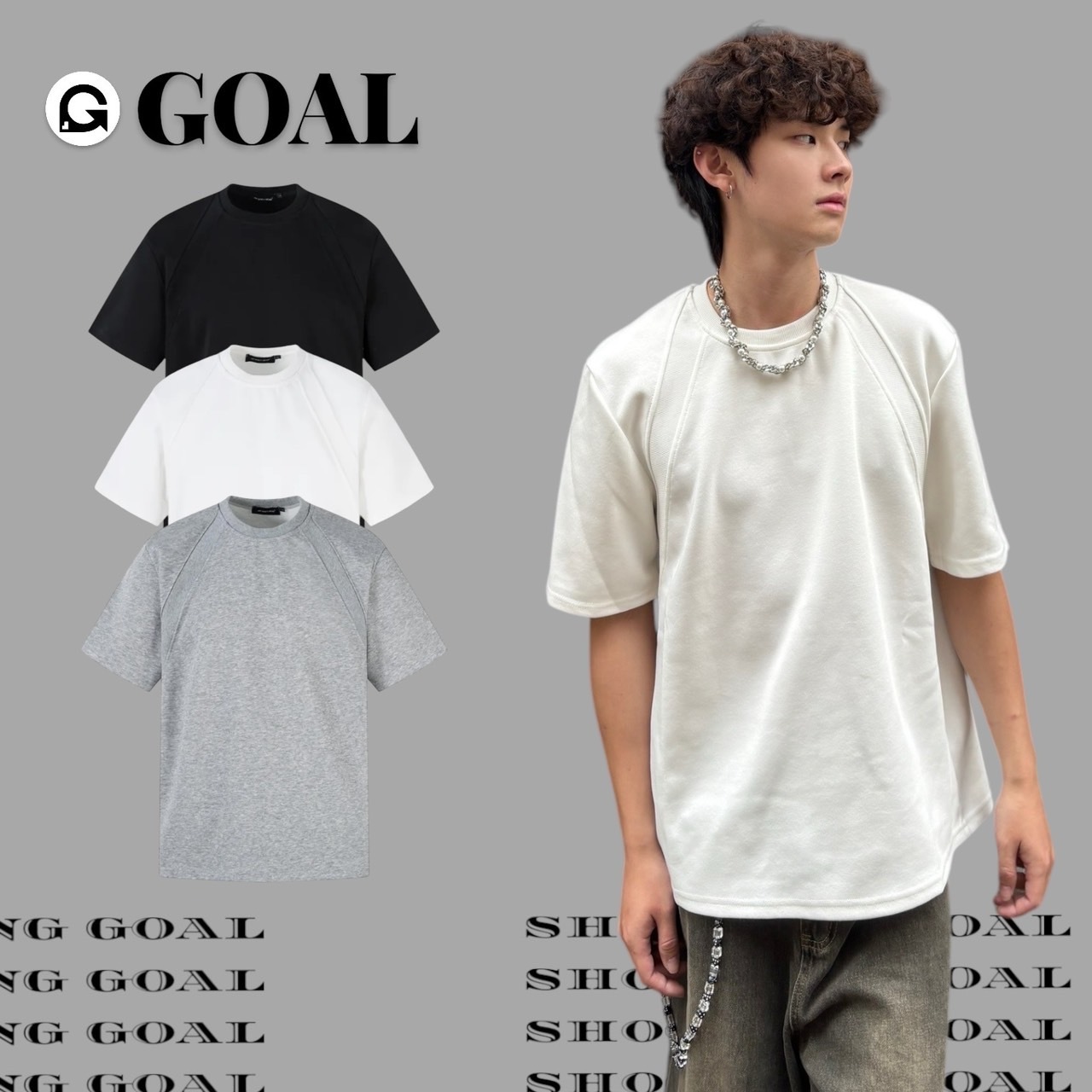 (GOAL)美式 解構 正肩素色短T 2547 AW