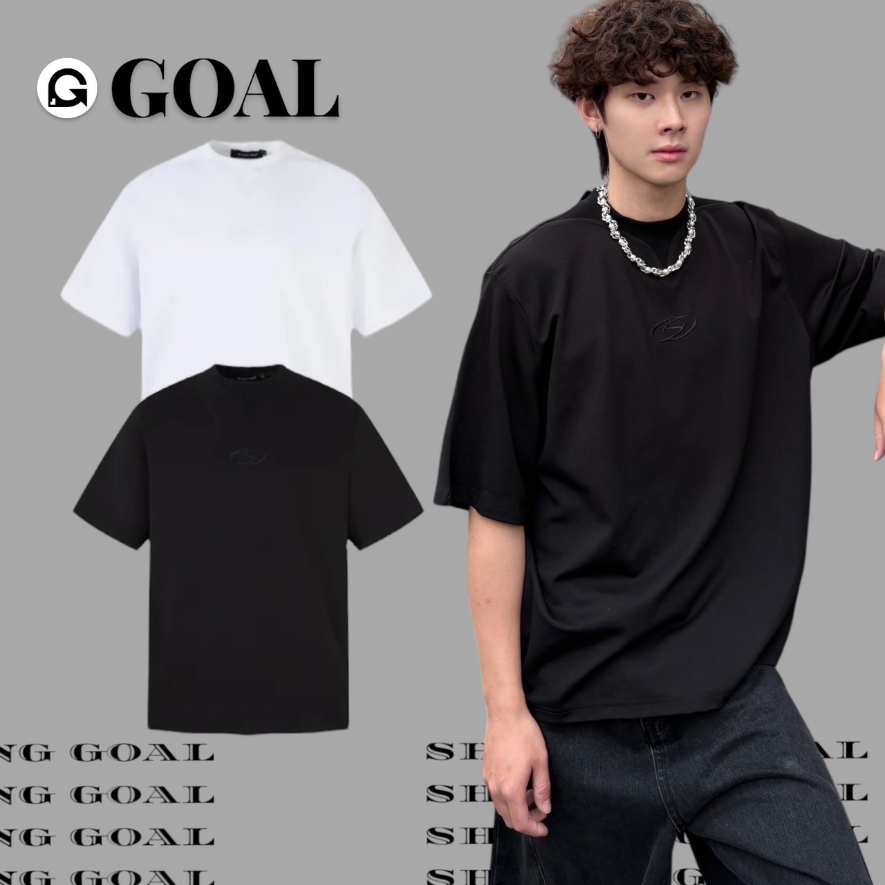 (GOAL) 小領口 剪裁 logo小標 素色短T 2545 AW