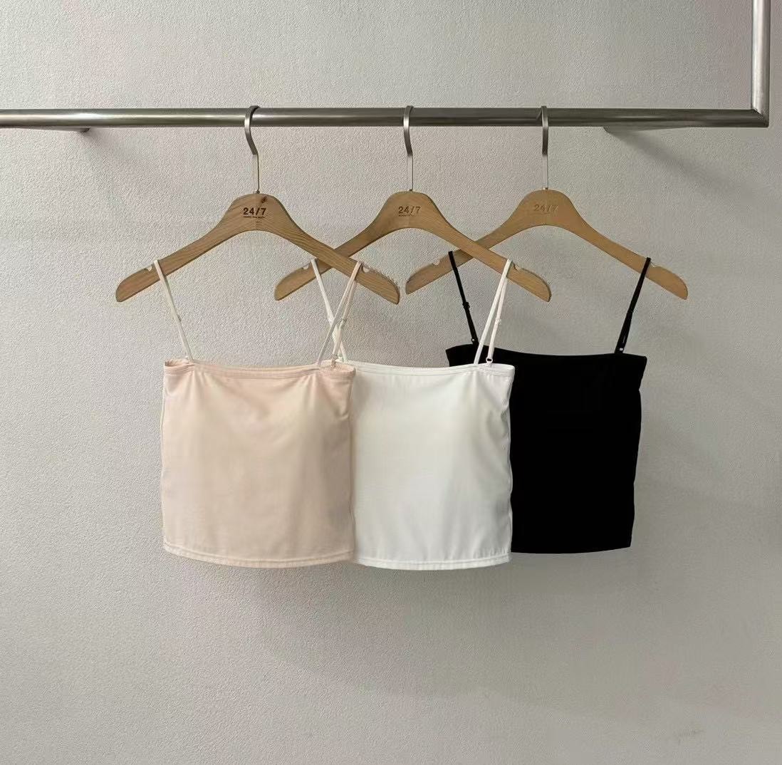 平口細肩bra襯墊背心(特)