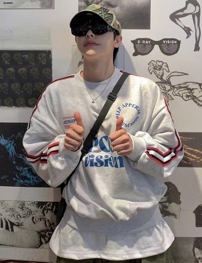 Groove vision字母線條拼接印花長袖